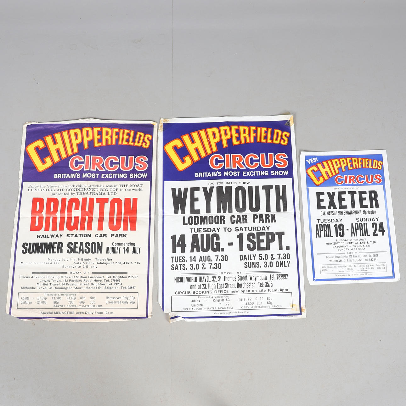 TRES PÓSTERS VINTAGE DE CHIPPERFIELDS CIRCUS.