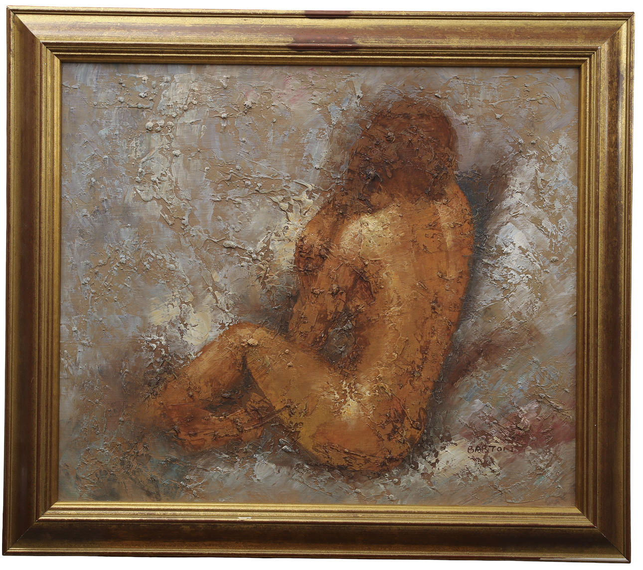 EDWARD BARTON. Olie på panel, nøgenstudie, signeret.