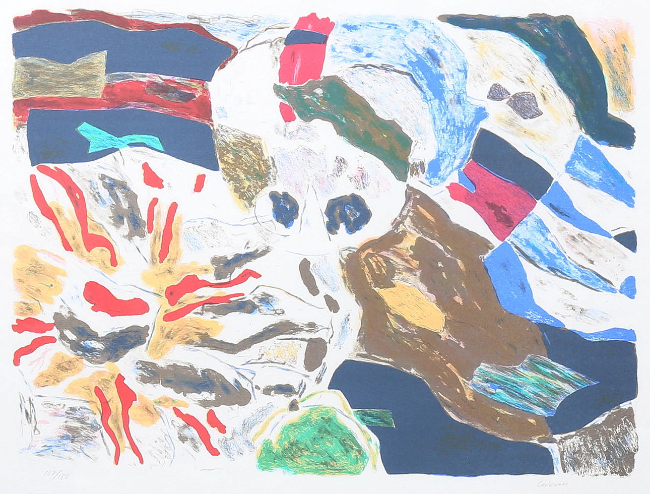 ERIK CEDERWALL. Composition. Lithograph in colours, signed and numbered 107/180.