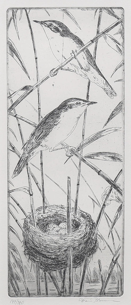 GÖRAN BRUNIUS. Pipe singers. Etching, signed and numbered 147/360.