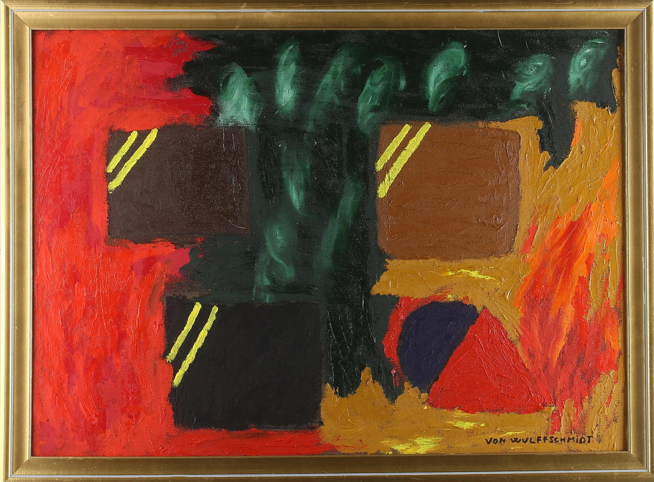 JAN VON WULFFSCHMIDT. "Quadruple", olja på pannå, signerad.