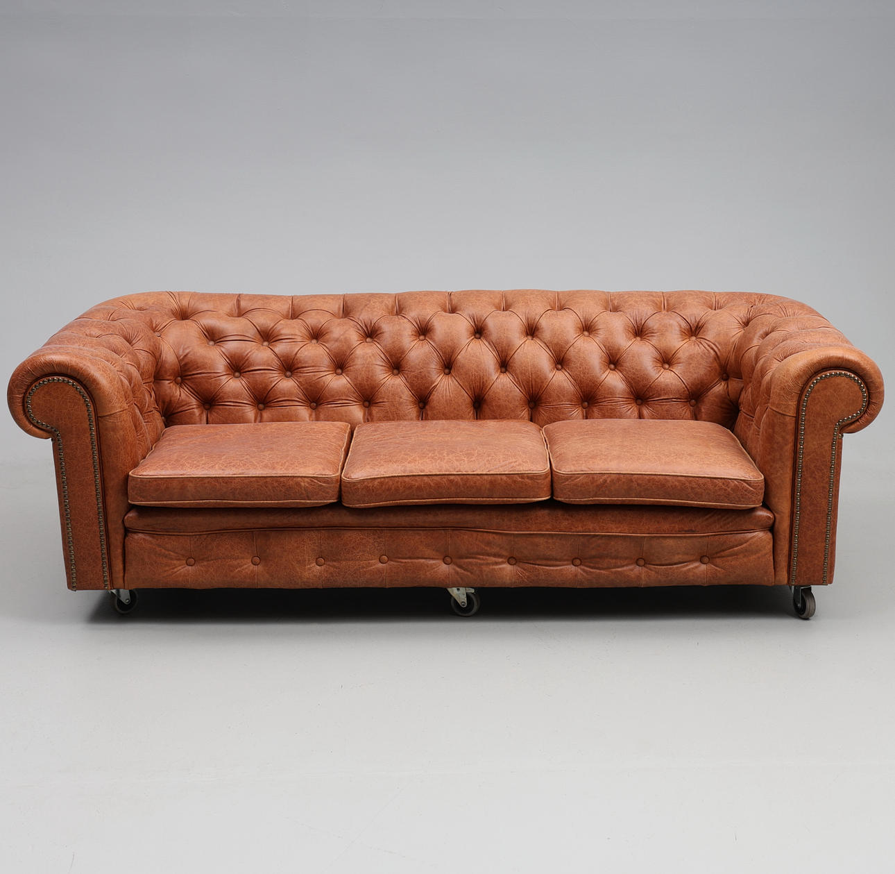 3-SEATER SOFA, leather, Chesterfield.