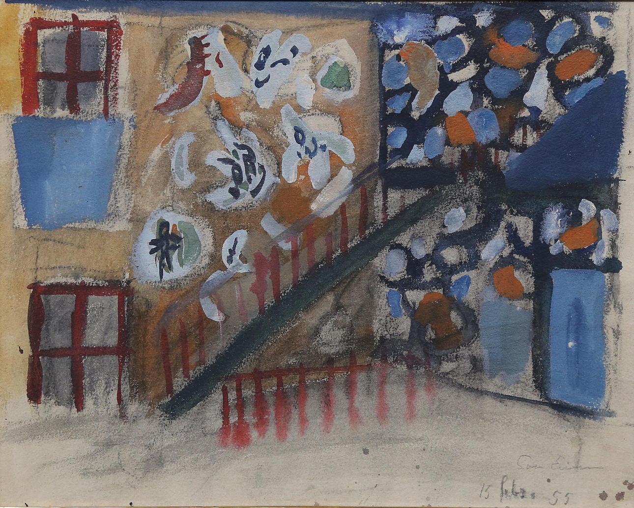 SVEN X:ET ERIXSON. Mixed media, signed and dated 55.