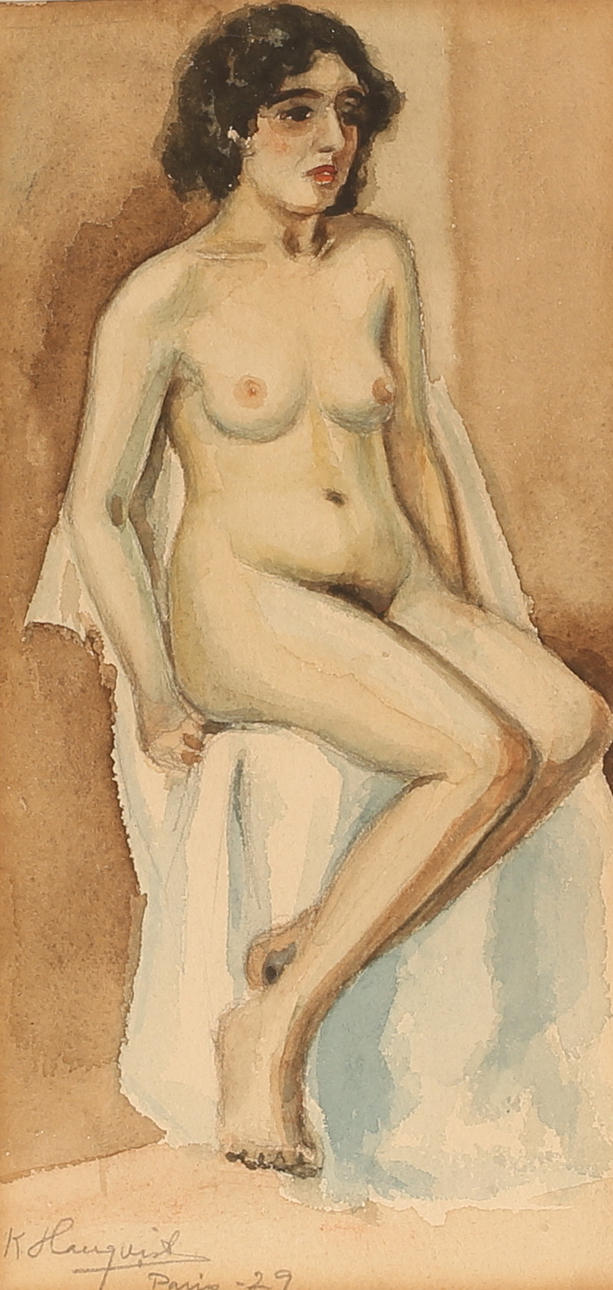 KNUT HANQVIST. Watercolour, signed, Paris -29.