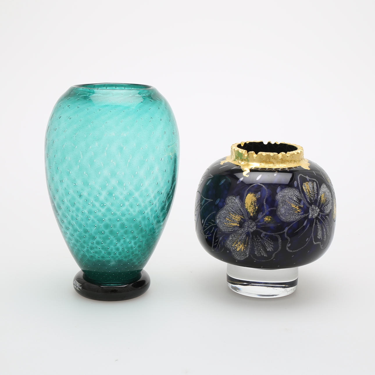 VASER, 2 st, glas, Anna Ehrner, Jim Johnsson unik, signerade.