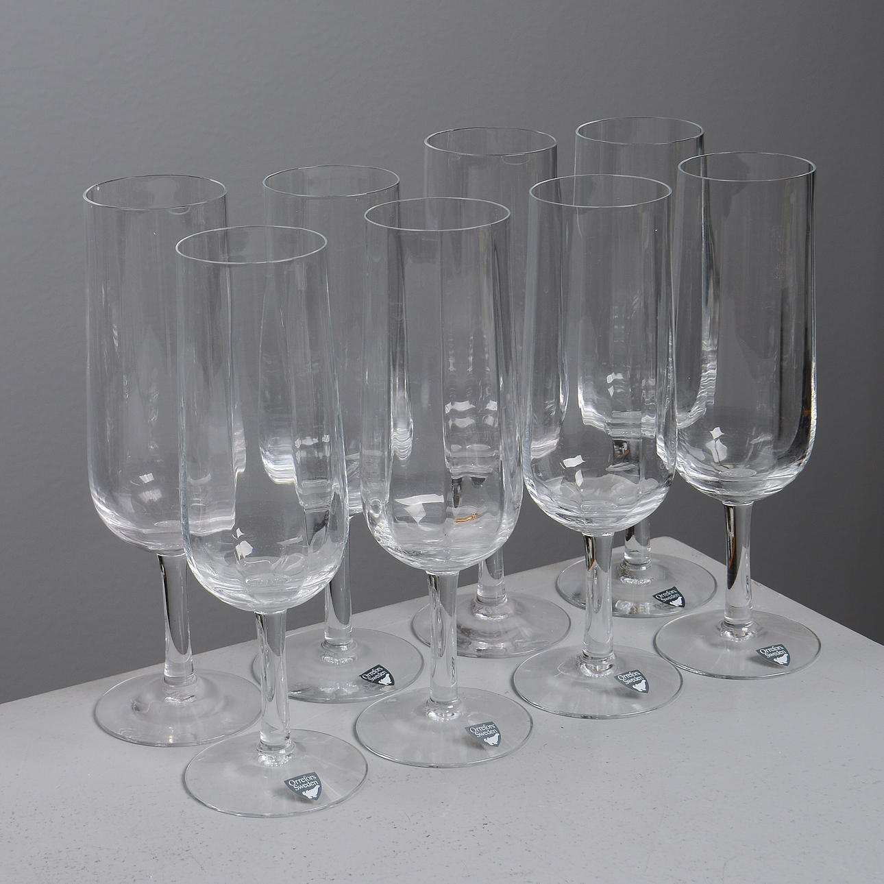 Samppanjalasit, 8 kpl, Orrefors.