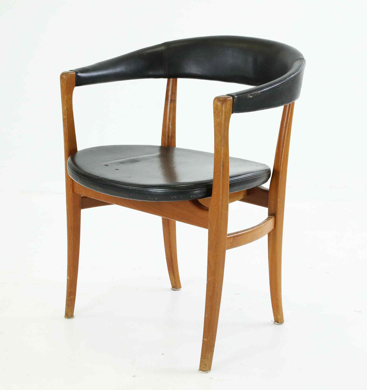SESSEL, Teak, Leder, 1960er.