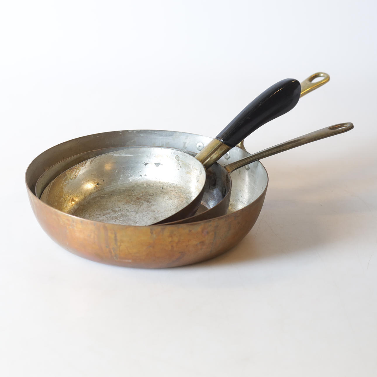 TRAKTORKEDLER, 3 stk, kobber/messing.