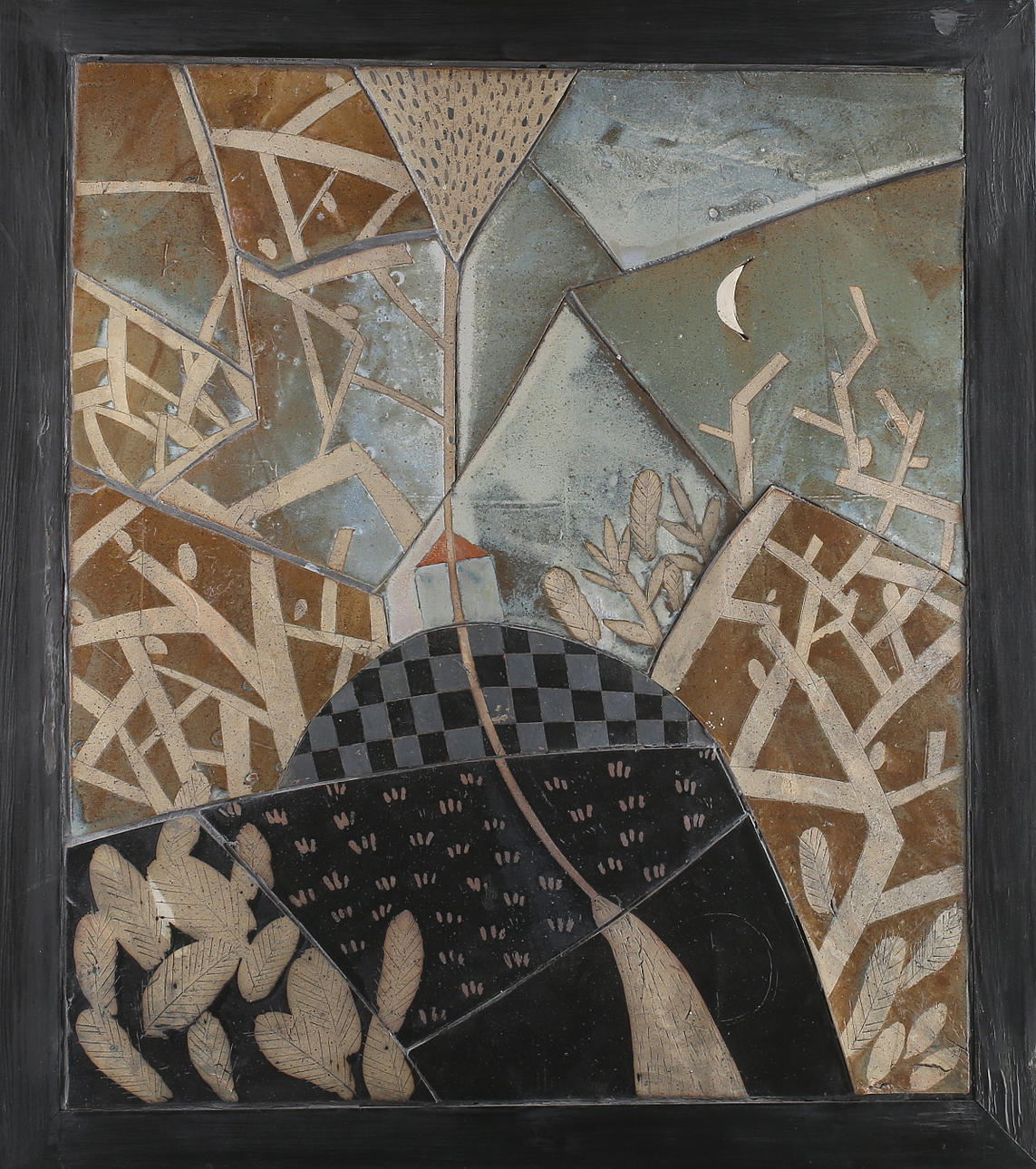 ANNICA DANIELSSON-ALMÉN. VÄGGPLAKETT, Keramik, "Hemlig trädgård".