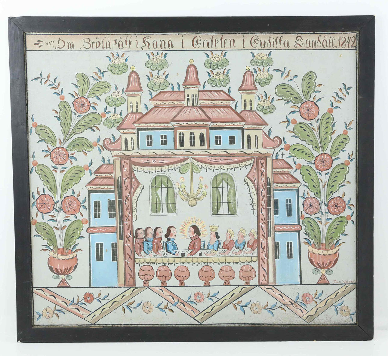 IVAR NYLÉN. oil painting, wedding party, signed, dated 55.