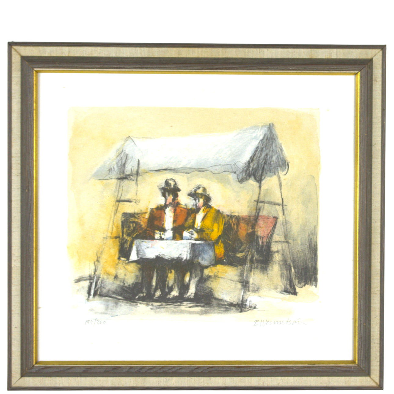 BERNT WENNSTRÖM. Lithograph, 195/260, two men in hammock, signed.