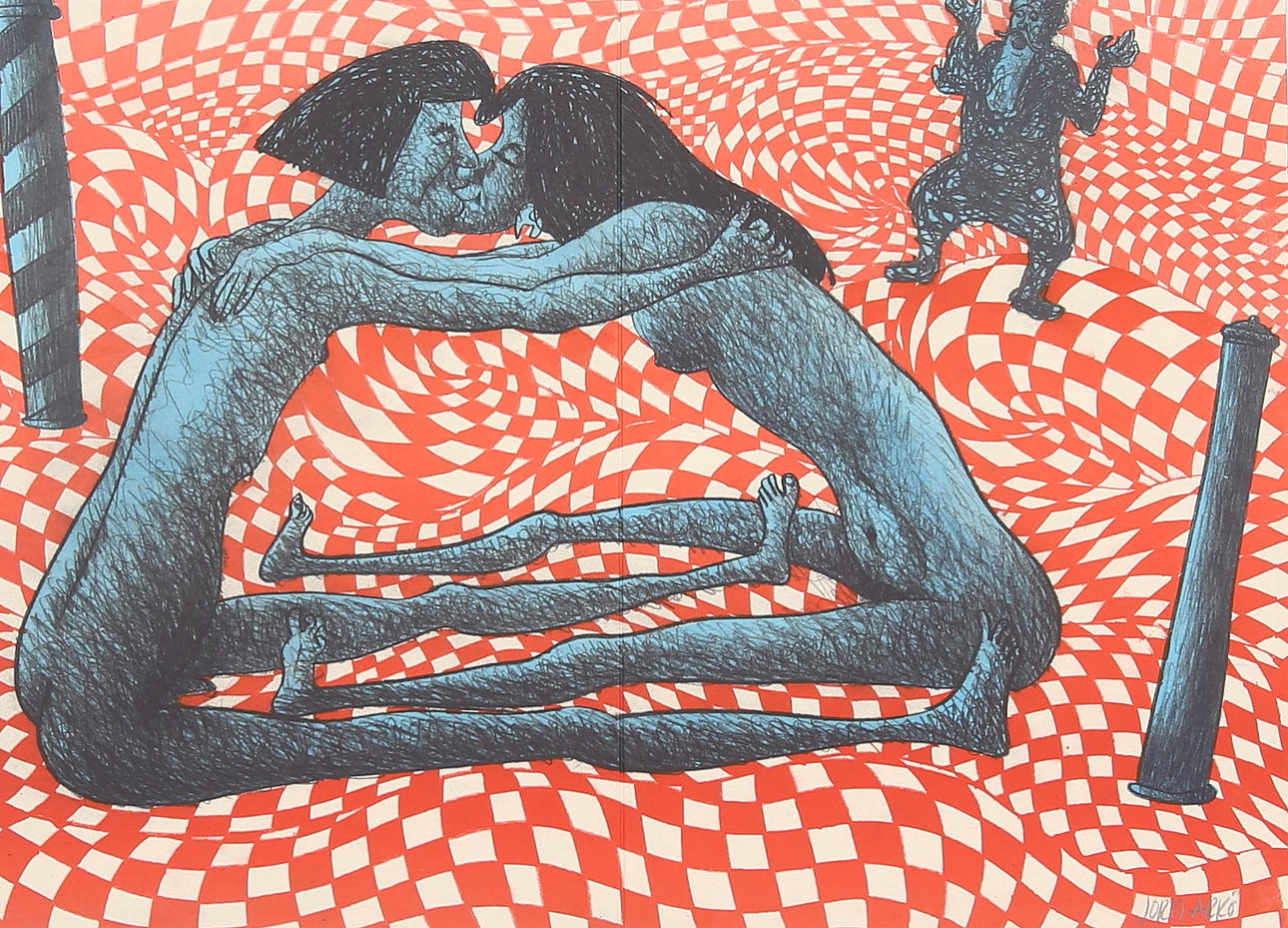 JORDI ARKÖ. From “Red Snake”. Lithograph in colours, signed.