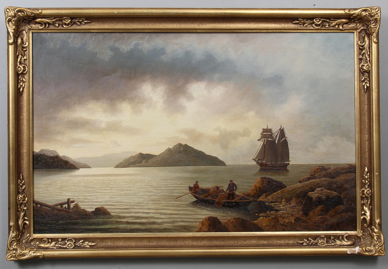 R.NELSON. Kystparti ved Farsund Tidigt 1900-tal.