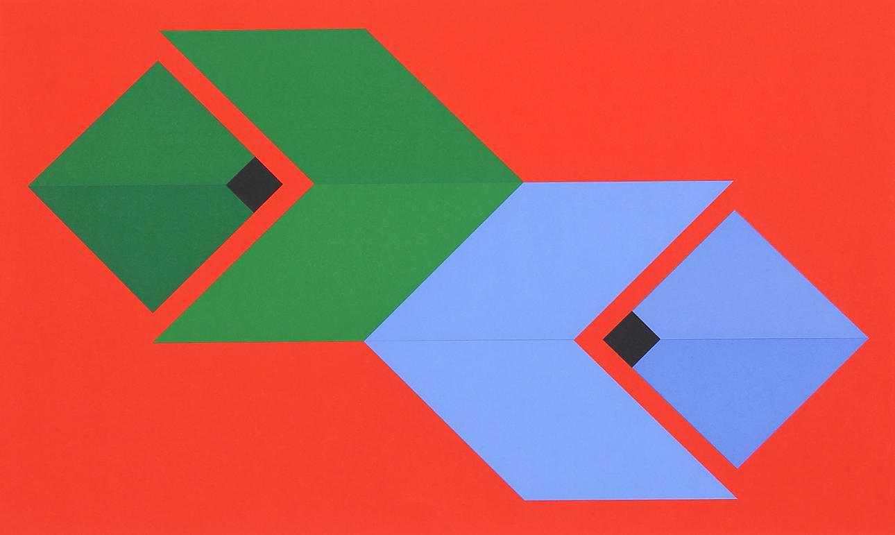 CAJSA HOLMSTRAND. Geometric composition. Lithograph in colours, signed and numbered 80/200.