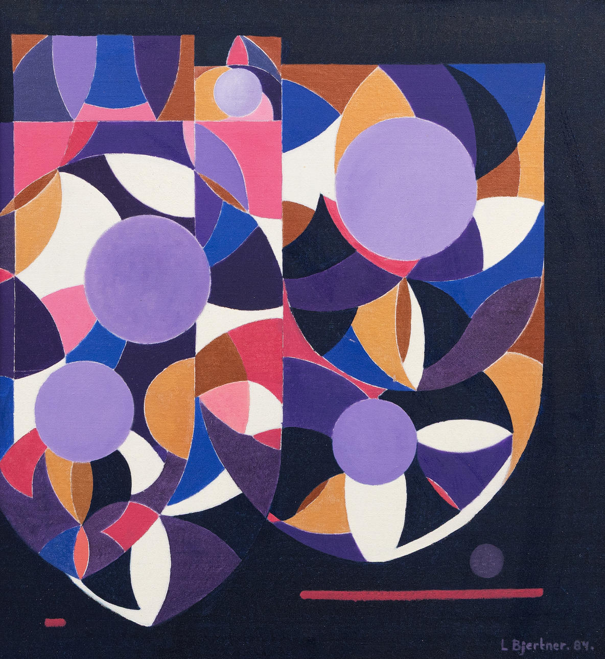 LARS BJERTNER. Composition, oil on canvas, signed and dated -84.