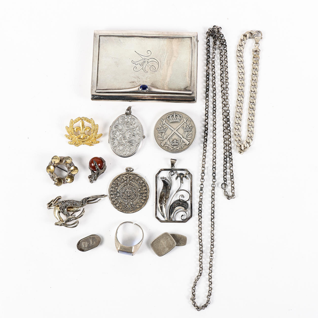 SILVER, jewelry, cigarette case and more.