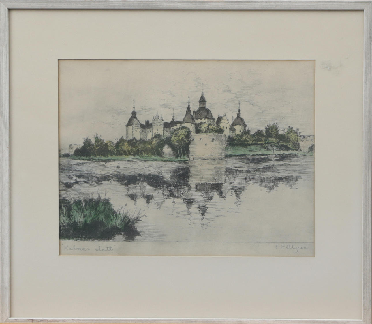 ERNST HÄLLGREN. GRAPHIC SHEET, Kalmar Slott, signed.