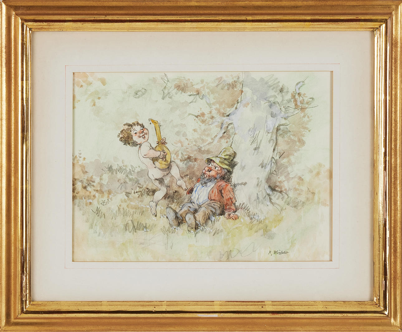 ROBERT HÖGFELDT. Figure scene, mixed media.