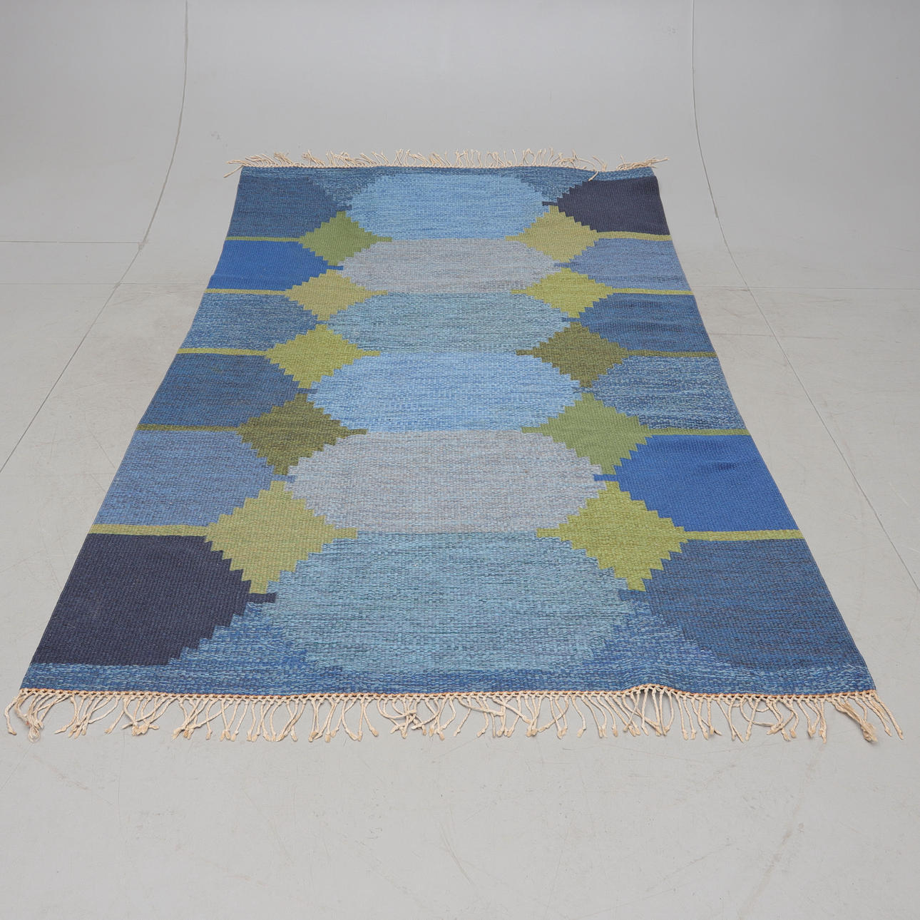 A rug, wicker linen, 1950s/60s.