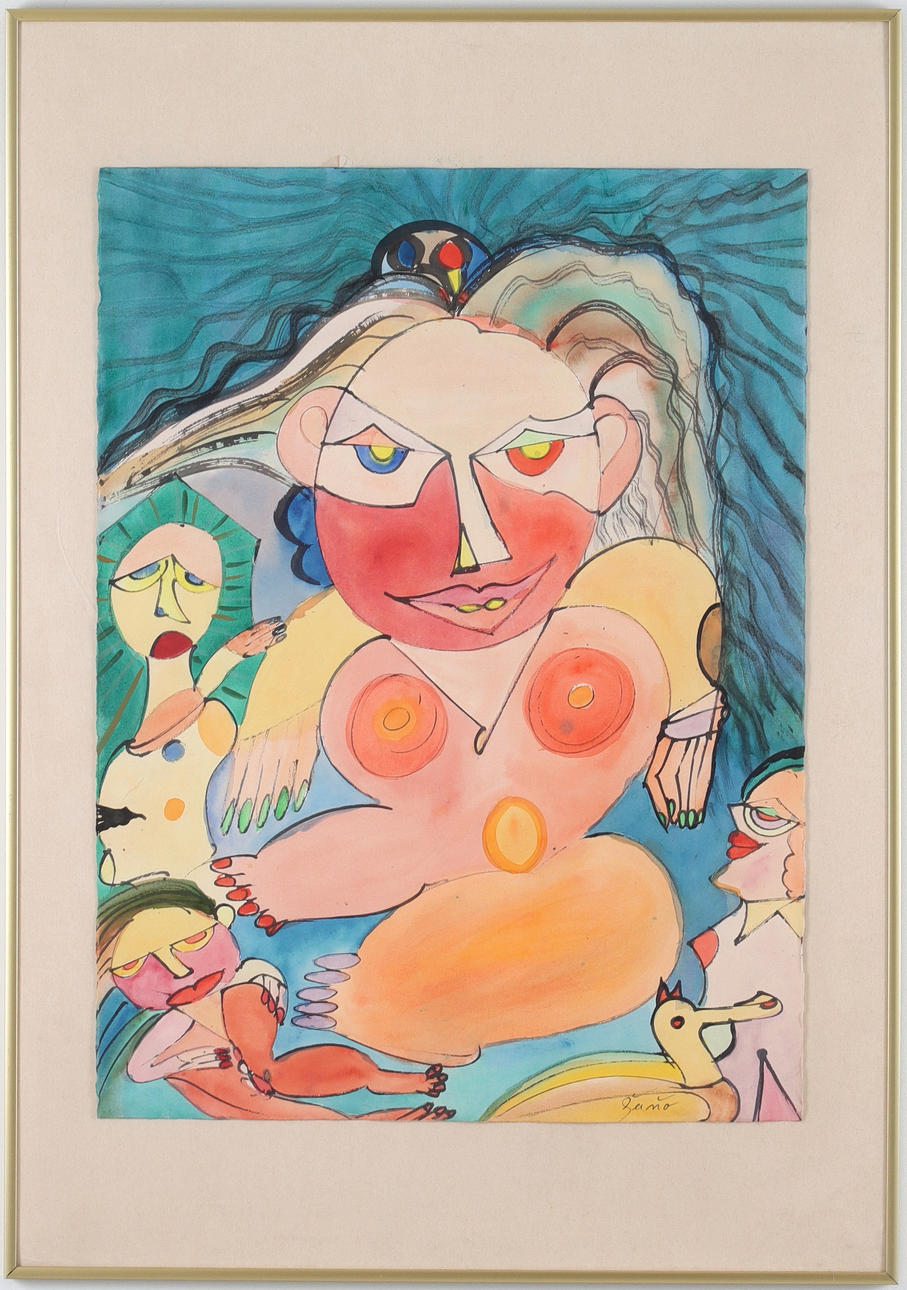 DANIEL SANO. Komposition, Aquarell, signiert.