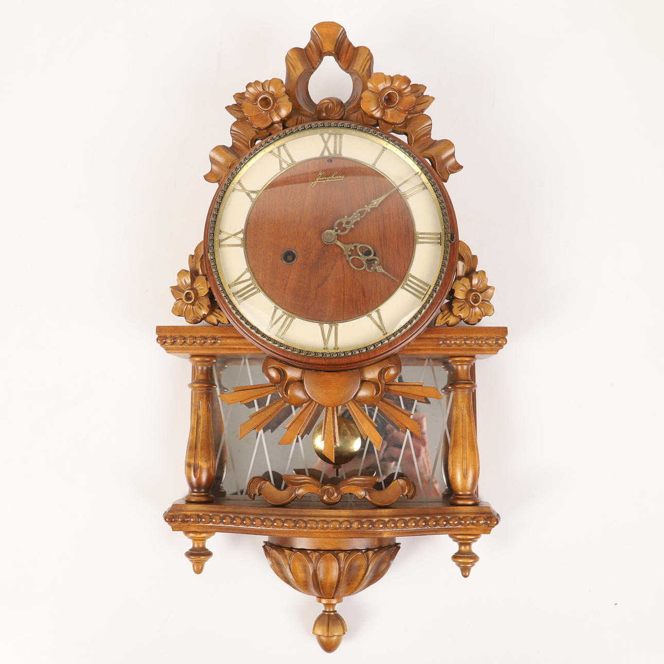 VÆGUR, træ/glas, Junghans/Polhem, 20. århundrede.