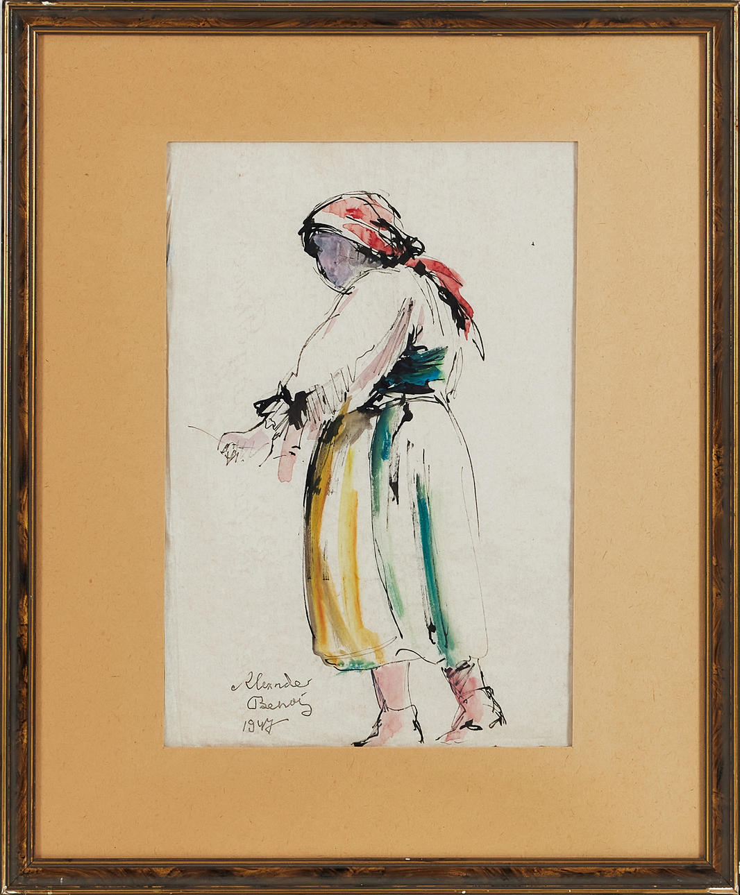 ALEXANDRE BENOIS (1870-1960). costume sketch, mixed media on paper, signed and dated 1947.