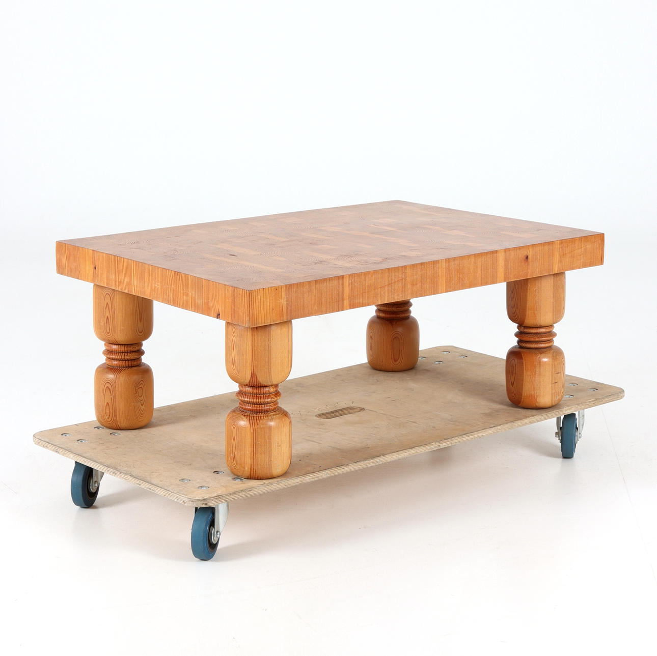 COFFEE TABLE, pine, monogram signed KH -73.