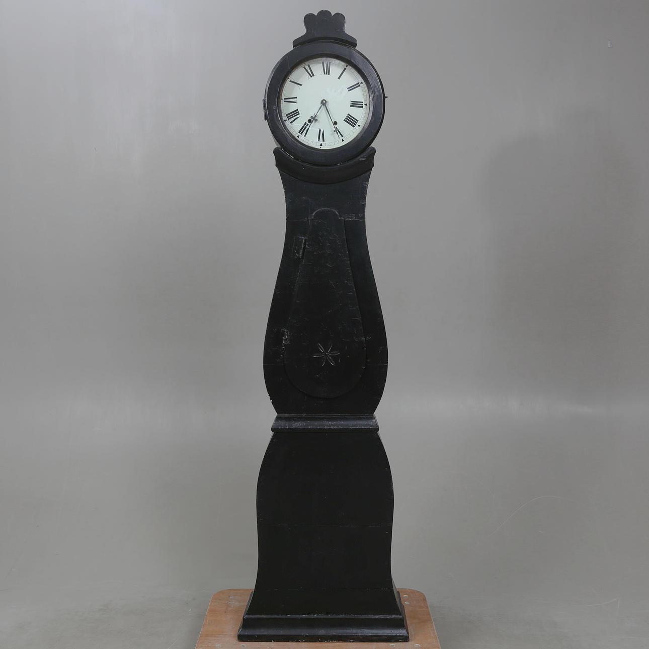 A 19th century painted rococo style floor clock.