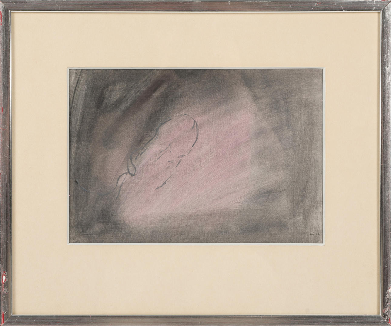 ELIS ERIKSSON. Composition in pink and gray, gouache, signed.