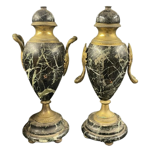 19TH CENTURY MARBLE GARNITURES.