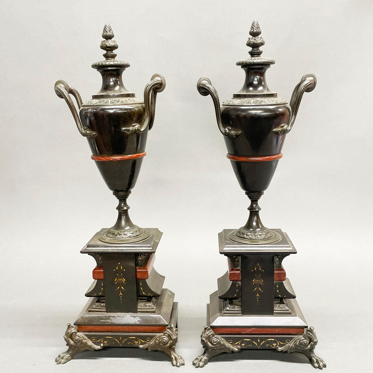 19TH CENTURY MARBLE GARNITURES.