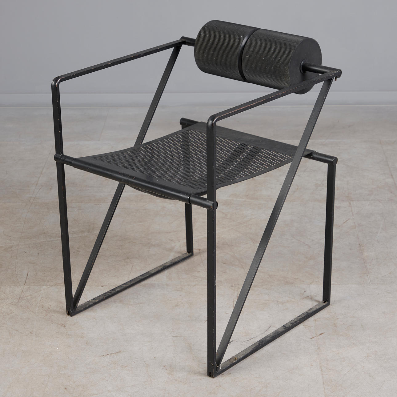 MARIO BOTTA. para Alias, silla/silla de comedor, modelo «Seconda», acero, plástico, diseñada en 1982, Italia.