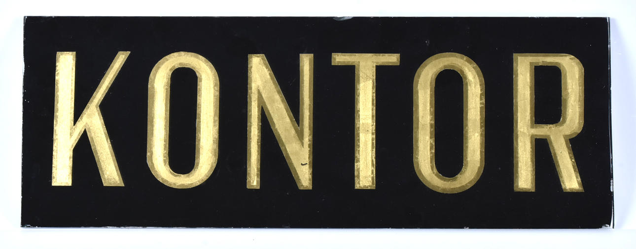 SKYLT, glas, "Kontor", 1900-tal.