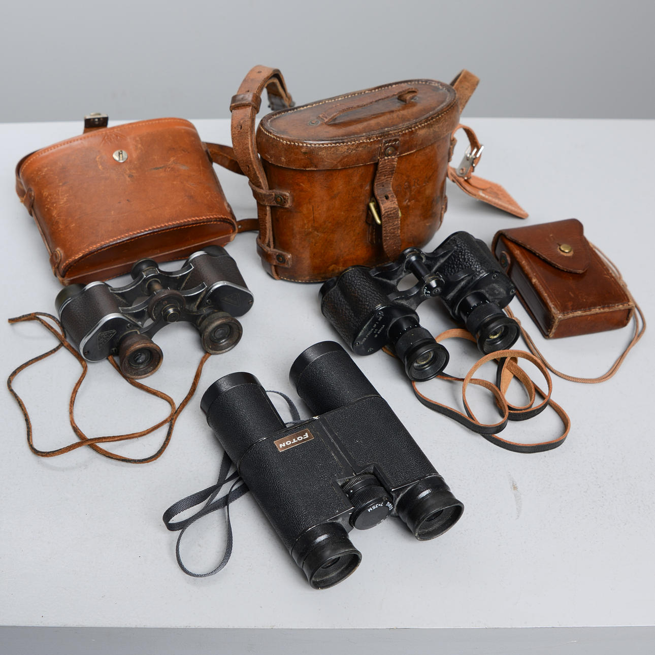 BINOCULARS, 3 pairs, Wray, C.P. Goerz.