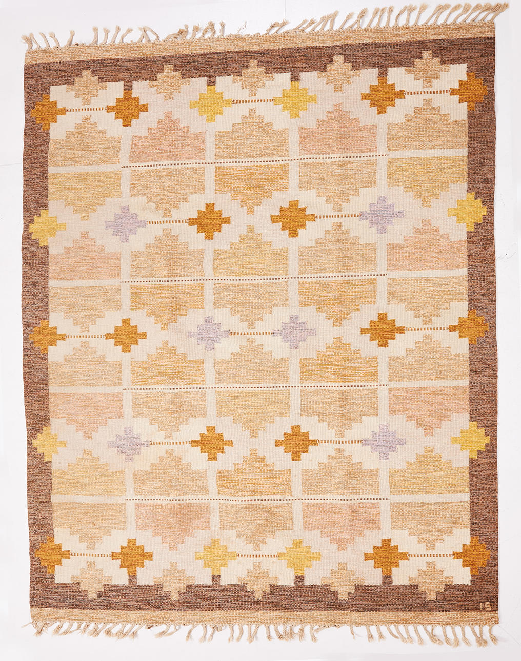 INGEGERD SILOW. tæppe, rylliklinned, monogram signeret.