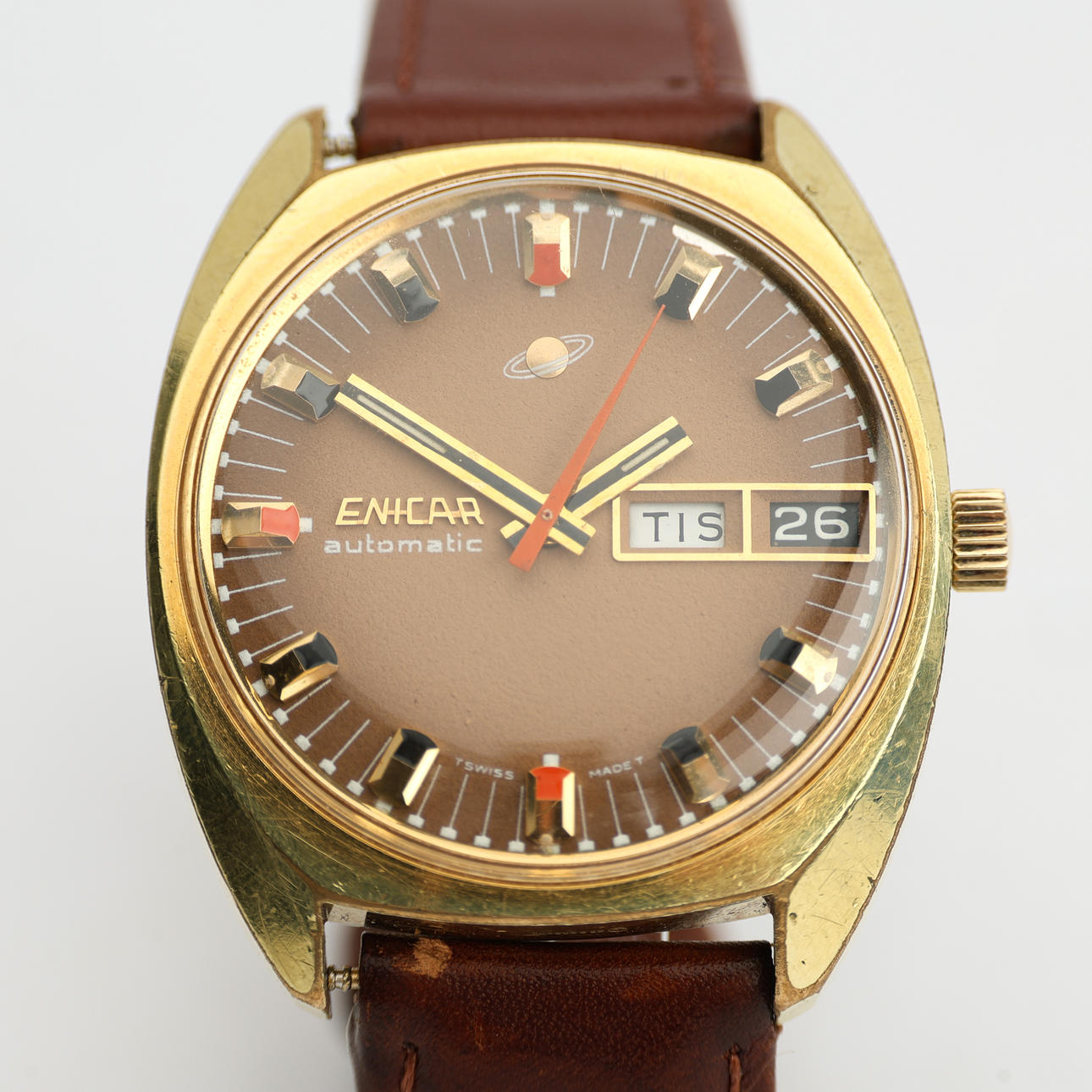 ENICAR, a gold plated automatic wristwatch, 1970s.