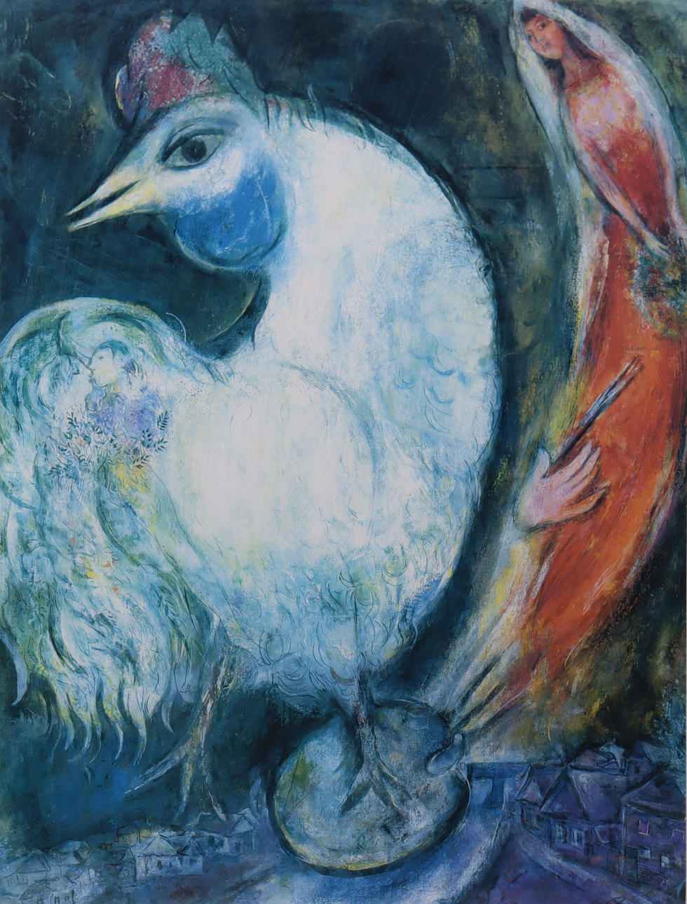 MARC CHAGALL. After. print, “Le Coq”.