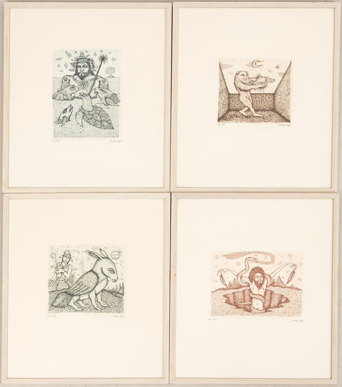 GERALD STEFFE. Etchings, 4 pieces, signed and numbered 170/250.