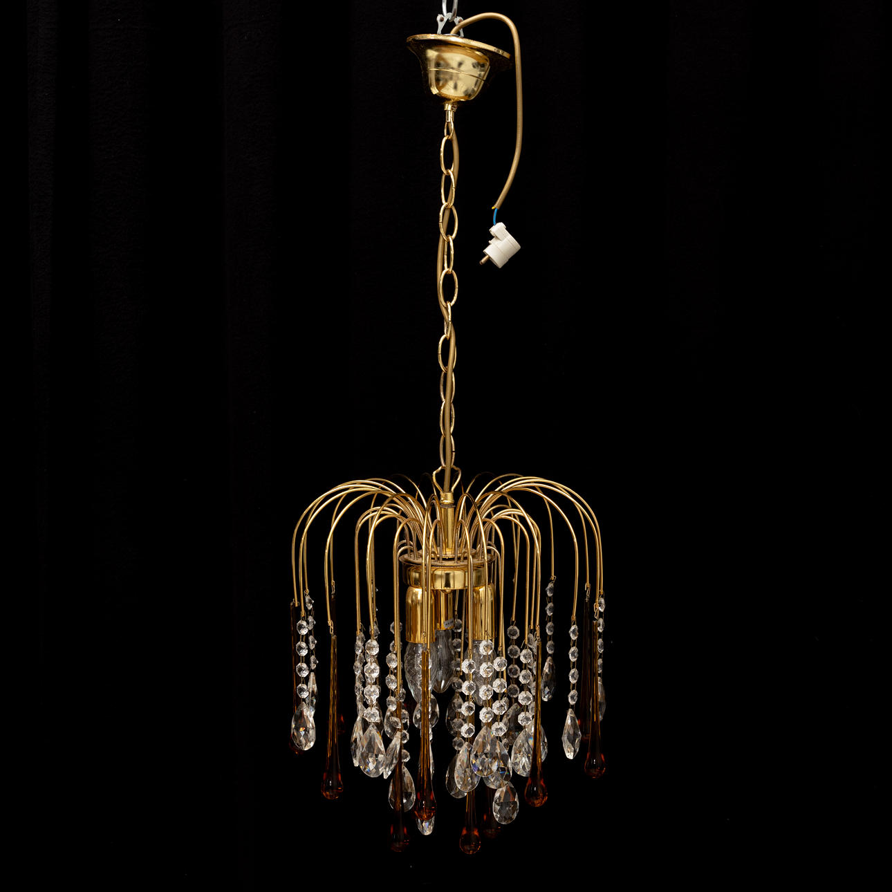 A Murano ceiling lamp with different shaped prisms, late 20th century.