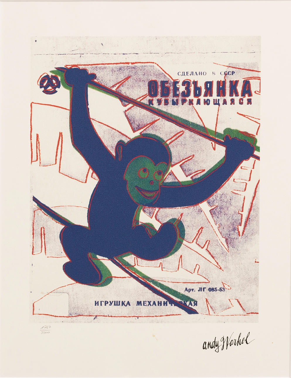 ANDY WARHOL. “Monkey”, lithograph in colours, signed in print