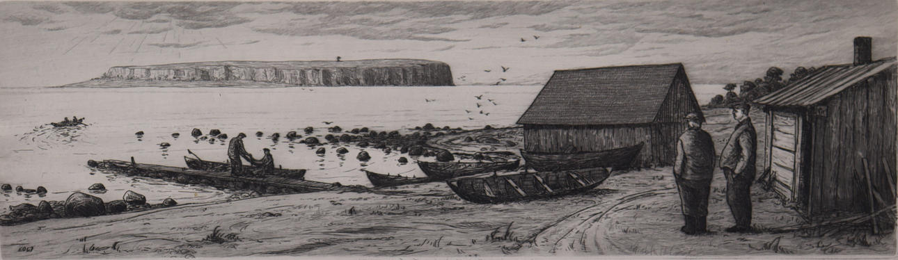 ERIK OLSSON SANDA, etching, fishing mode.