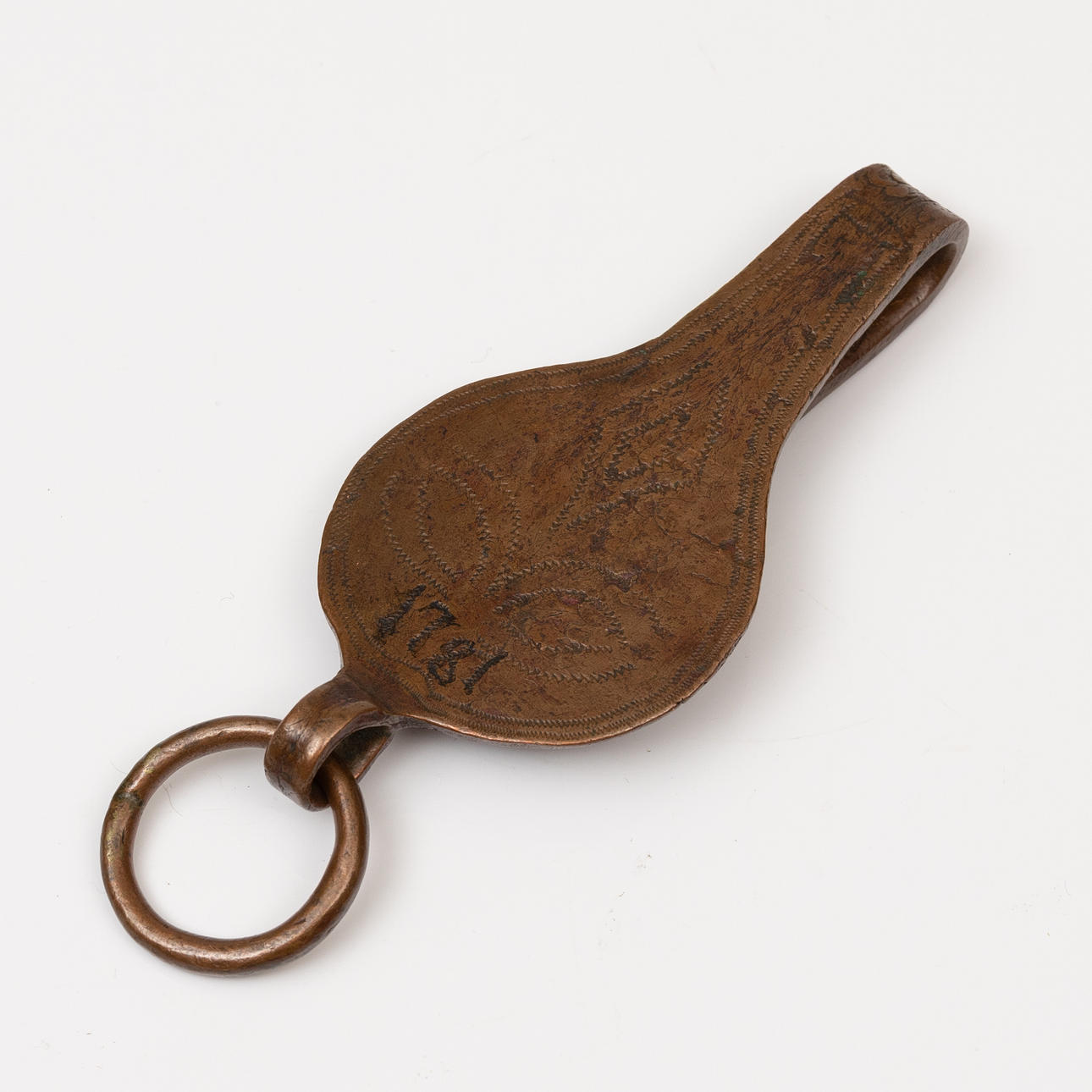 BÄLTESHÄNGARE FÖR NYCKLAR, brons/koppar, 1781.