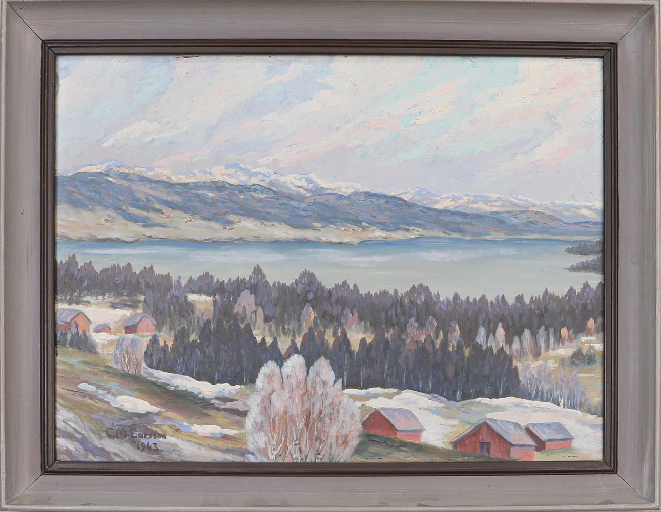 OIDENTIFIERAD KONSTNÄR. oil on canvas, signed C.M Larsson, dated 1943.