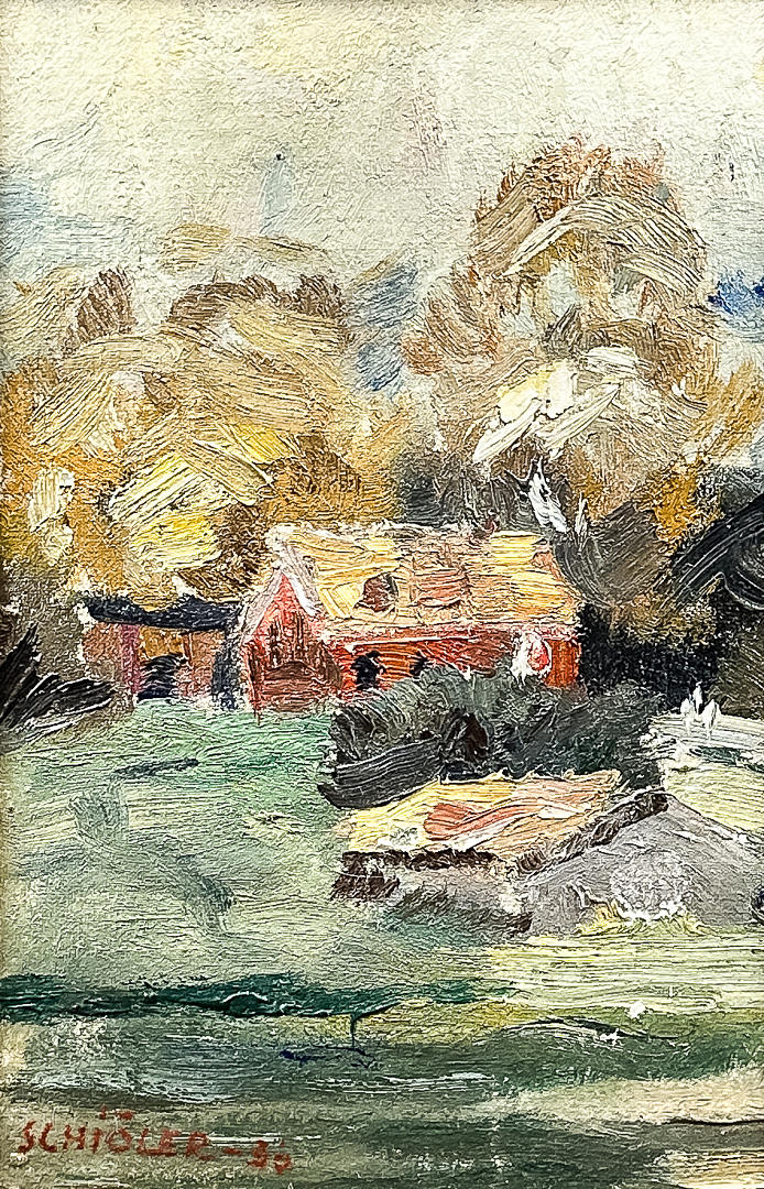 INGE SCHIÖLER. OIL ON CANVAS, signed, dated-36.