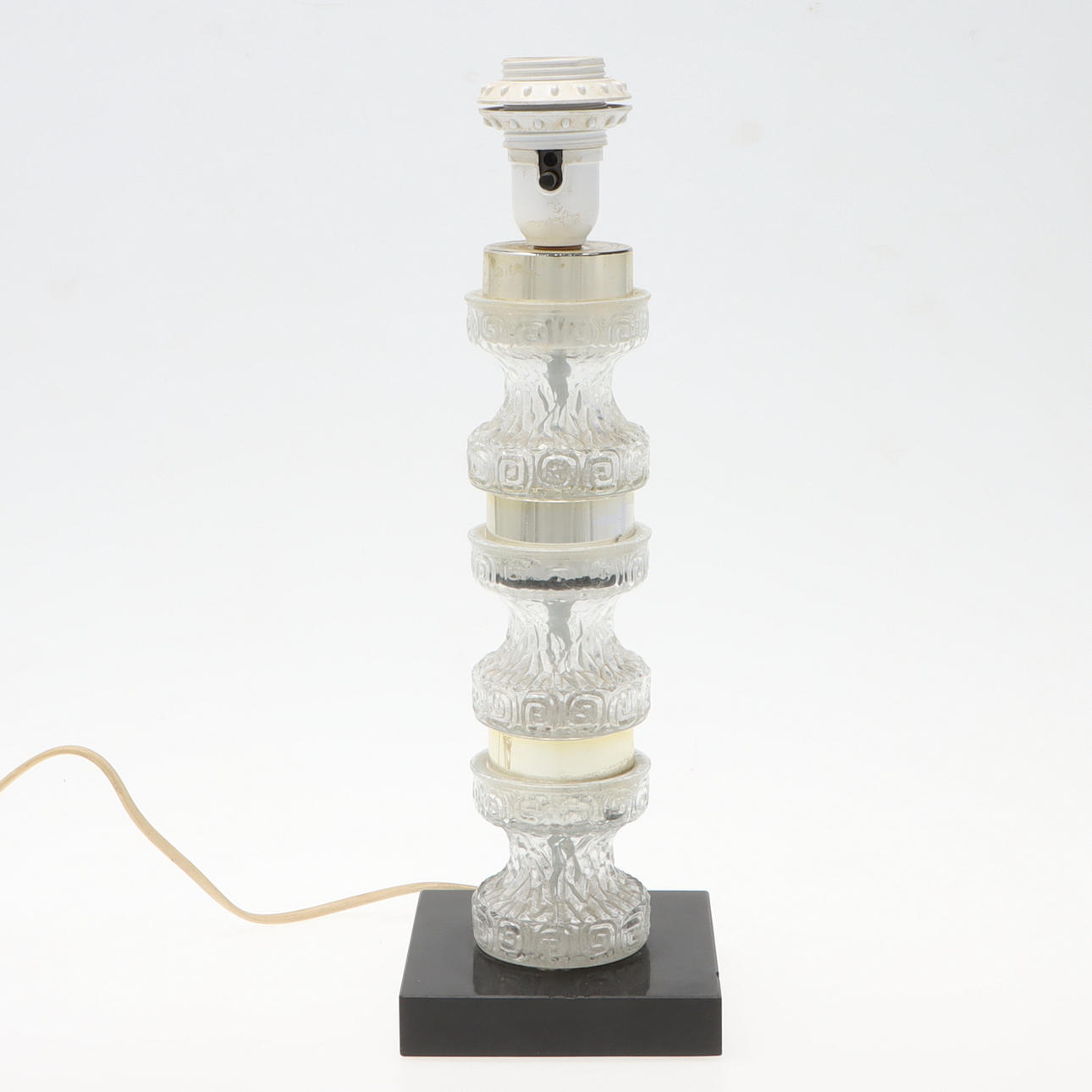 Lámpara de mesa de cristal y gres del siglo XX.