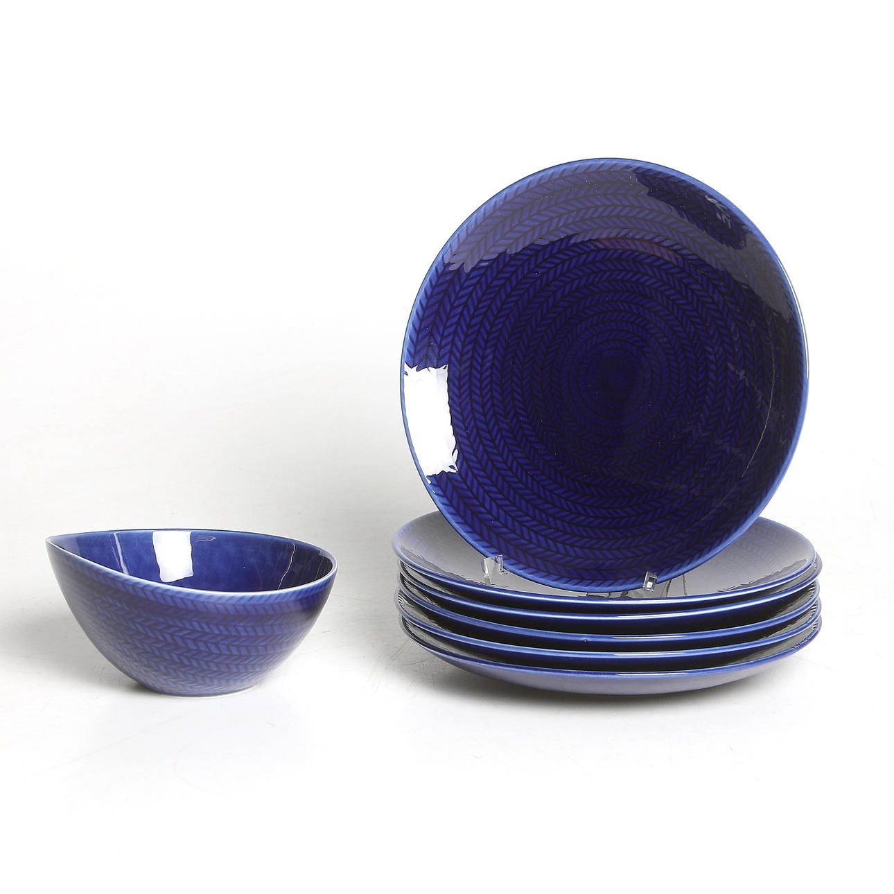 SERVISDELAR, 7 delar, "Blå Eld", Hertha Bengtsson, Rörstrand.