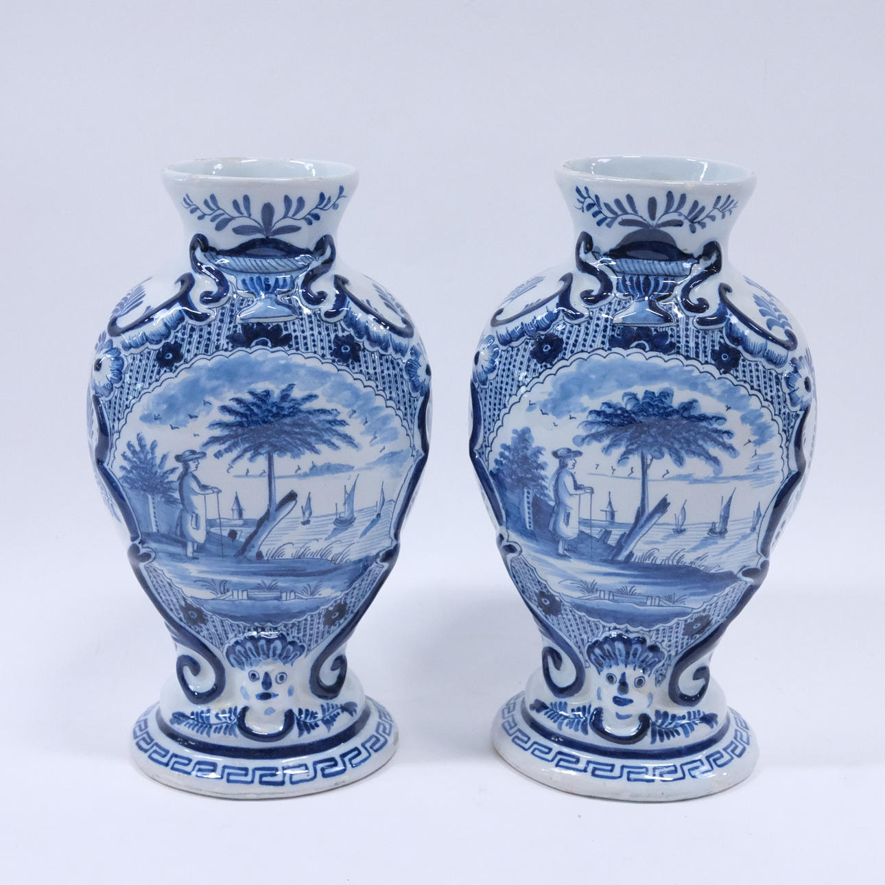 VASES, A PAIR, FAIENCE.