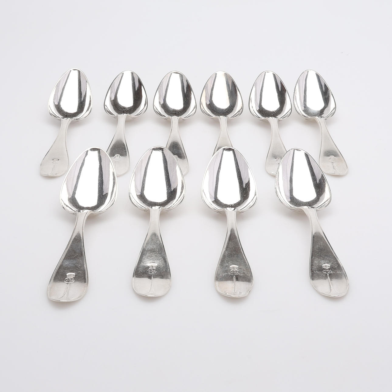 10 SILVER TABLE SPOONS, LORENZ GEORG WEISS, NORRKÖPING 1814.