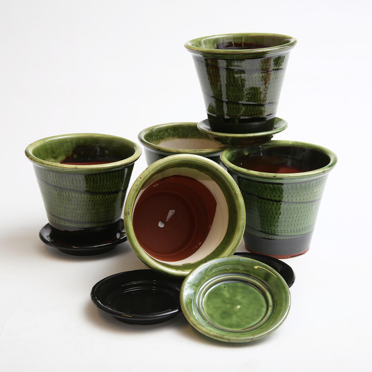 CLAY POTS, 5 pcs, glazed, Gränsfors.