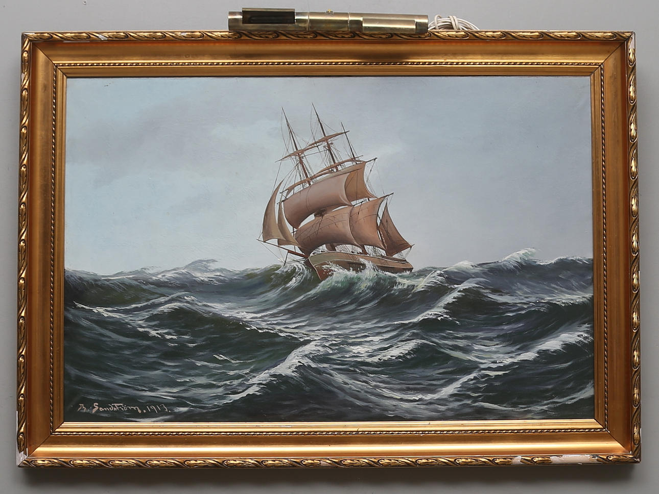 THERESIA SANDSTRÖM/JOHAN OSSIAN ANDERSSON. Olja på duk, signerad Th. Sandström samt daterad 1913.